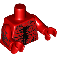 Muscles de torse avec motif imprimé de lignes noires, bras et mains rouges (Torso Muscles with Black Lines Print, Red Arms and Hands)