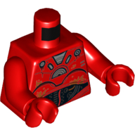 Droïde de torse avec des plaques d'argent, des fils et motif imprimé rouille, bras et mains rouges (Torso Droid with Silver Plates, Wires, and Rust Print, Red Arms and Hands)