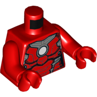 Visuel indicatif Rebrickable de Armure de torse avec plaques de siler et cercle blanc (réacteur d'arc) motif imprimé (Iron Man), bras et mains rouges (Torso Armor with Siler Plates and White Circle (Arc Reactor) Print (Iron Man), Red Arms and Hands)