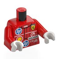 Torse, combinaison de course, hp, coquille, ferrari, logo unicredit, motif imprimé blanc 'HAMILTON', bras rouges, mains blanches (Torso, Racing Suit, HP, SHELL, Ferrari, UniCredit Logo, White 'HAMILTON' Print, Red Arms, White Hands)