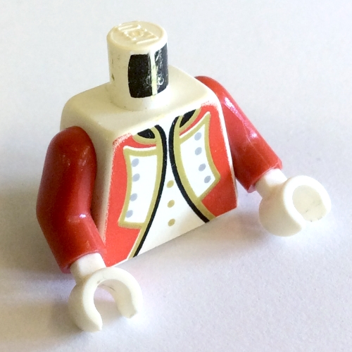 Torse Pirate officier de la garde impériale motif imprimé, bras rouges, mains blanches (Torso Pirate Imperial Guard Officer Print, Red Arms, White Hands)