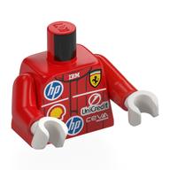Torse, combinaison de course, hp, coquille, ferrari, logo unicredit, motif imprimé blanc 'LECLERC', bras rouges, mains blanches (Torso, Racing Suit, HP, SHELL, Ferrari, UniCredit Logo, White 'LECLERC' Print, Red Arms, White Hands)