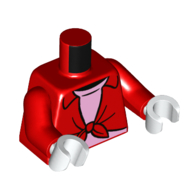 Visuel indicatif Rebrickable de Chemise de torse, attaché avec motif imprimé sous-chemise rose vif, bras rouges, mains blanches (Torso Shirt, Tied with Bright Pink Undershirt Print, Red Arms, White Hands)