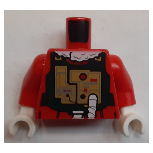 Modèle imprimé costume de vol torse (pilote de l'escadrille X-wing), bras rouges, mains blanches (Torso Flight Suit Print (Yuletide Squadron X-Wing Pilot), Red Arms, White Hands)