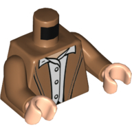 Visuel indicatif Rebrickable de Manteau torse, blanc Chemise boutonnée motif imprimé, bras nougat moyen, mains nougat clair (Torso Coat, White Buttoned Shirt Print, Medium Nougat Arms, Light Nougat Hands)
