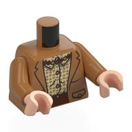 Veste torse, chemise beige avec cœurs beige foncés, pantalon brun rougeâtre, collier de perles imprimé, bras nougat moyen, mains nougat clair (Torso Jacket, Tan Shirt with Dark Tan Hearts, Reddish Brown Pants, Pearl Necklace Print, Medium Nougat Arms, Light Nougat Hands)