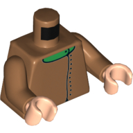 Torse Veste avec col vert motif imprimé, mains nougat moyen, mains nougat clair (Torso Jacket with Green Collar Print, Medium Nougat Hands, Light Nougat Hands)