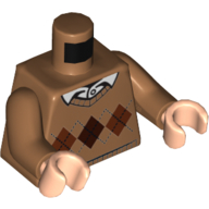 Visuel indicatif Rebrickable de Pull torse argyle avec motif imprimé col chemise blanc, bras nougat moyen, mains nougat clair (Torso Argyle Sweater with White Shirt Collar Print, Medium Nougat Arms, Light Nougat Hands)