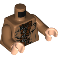 Visuel indicatif Rebrickable de Trench-coat torse sur veste brun rougeâtre avec fermoirs argent et cuivre motif imprimé (moody mad-œil), bras nougat moyen, mains nougat clair (Torso Trenchcoat over Reddish Brown Jacket with Silver and Copper Clasps Print (Mad-Eye Moody), Medium Nougat Arms, Light Nougat Hands)