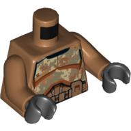 Modèle imprimé d'armure de soldat de clone de torse, bras nougat moyen, mains noires (Torso Clone Trooper Armor Camouflage Print, Medium Nougat Arms, Black Hands)