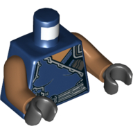 Visuel indicatif Rebrickable de Tunique torse avec bordure argentée et motif imprimé ceinture (Valkyrie), bras nougat moyen, mains noires (Torso Tunic with Silver Trim and Belt Print (Valkyrie), Medium Nougat Arms, Black Hands)