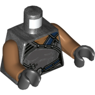 Visuel indicatif Rebrickable de Armure de torse, cape End et ceinture bleu foncé, Nougat moyen Motif imprimé au cou, bras nougat moyen, mains noires (Torso Armor, Dark Blue Cape End and Belt, Medium Nougat Neck Print, Medium Nougat Arms, Black Hands)