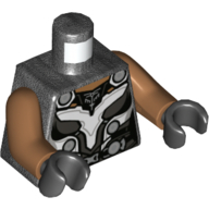 Visuel indicatif Rebrickable de Torse, armure, Faucon argenté Forme Décorations motif imprimé, bras nougat moyen, mains noires (Torso, Armor, Silver Falcon Shape Decorations Print, Medium Nougat Arms, Black Hands)