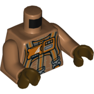Combinaison torse, Harnais orange avec panneau de contrôle imprimé, bras nougat moyen, mains brun foncé (Torso Jumpsuit, Orange Harness with Control Panel Print, Medium Nougat Arms, Dark Brown Hands)