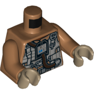 Torse, combinaison de vol pilote avec sangles et motif imprimé tuyau brun, bras nougat moyen, mains beige foncé (Torso, Pilot Flight Suit with Straps and Brown Hose Print, Medium Nougat Arms, Dark Tan Hands)