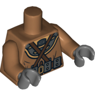 Torse, Costume de plongée avec ceintures croisées et motif imprimé de ceinture de poids, bras nougat moyen, mains gris bleuté foncé (Torso, Diving Suit with Crossed Belts and Weight Belt Print, Medium Nougat Arms, Dark Bluish Gray Hands)