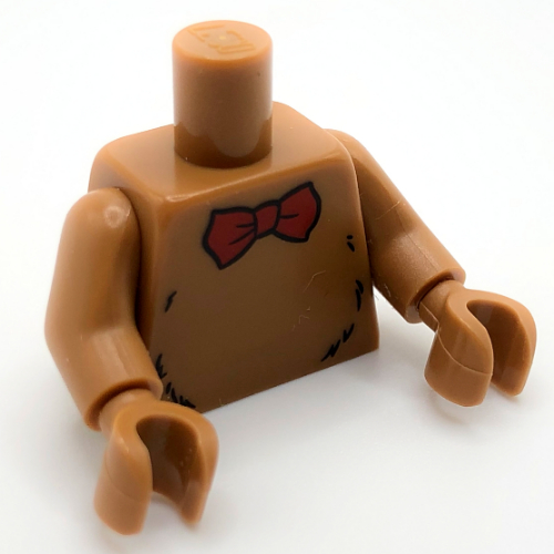 Torse, nœud papillon rouge foncé, motif imprimé fourrure, bras et mains nougat moyen (Torso, Dark Red Bow Tie, Fur Print, Medium Nougat Arms and Hands)