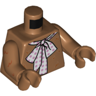 Visuel indicatif Rebrickable de Torse Fourrure, grand arc blanc avec motif imprimé taches de lavande, bras et mains nougat moyen (Torso Fur, Large White Bow with Lavender Spots Print, Medium Nougat Arms and Hands)