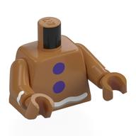 Torse, Pain d'épice, Gouttes pourpres foncées, Blanc Glaçage imprimé, bras nougat moyen, mains nougat moyen (Torso, Gingerbread, Dark Purple Gumdrops, White Icing Print, Medium Nougat Arms, Medium Nougat Hands)