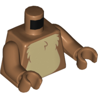 Torse beige Fourrure sur Poitrine avec queue noire et blanche à droite sur motif imprimé dos, bras et mains nougat moyen (Torso Tan Fur on Chest with Black and White Tail to Right on Back Print, Medium Nougat Arms and Hands)