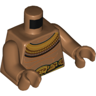 Torse, poitrine nue, ceinture tribale or, motif imprimé collier, bras nougat moyen, mains nougat moyen (Torso, Bare Chest, Gold Tribal Belt, Necklace Print, Medium Nougat Arms, Medium Nougat Hands)