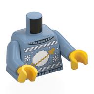 Torse, chandail de Noël, espace classique Logo motif imprimé, bras bleu sable, mains jaunes (Torso, Christmas Sweater, Classic Space Logo Print, Sand Blue Arms, Yellow Hands)