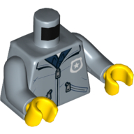 Visuel indicatif Rebrickable de Veste torse avec insigne de police et poches motif imprimé, bras bleu sable, mains jaunes (Torso Jacket with Police Badge and Pockets Print, Sand Blue Arms, Yellow Hands)