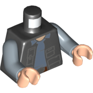Visuel indicatif Rebrickable de Torse veste, poches, chemise bleu sable, boucle de ceinture motif imprimé, bras bleu sable, mains nougat clair (Torso Jacket, Pockets, Sand Blue Shirt, Belt Buckle Print, Sand Blue Arms, Light Nougat Hands)