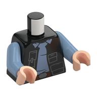 Visuel indicatif Rebrickable de Torse, Veste avec poches, Chemise bleu sable, Ceinture marron foncé motif imprimé, bras bleu sable, mains nougat clair (Torso, Jacket with Pockets, Sand Blue Shirt, Dark Brown Belt Print, Sand Blue Arms, Light Nougat Hands)