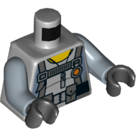 Costume de plongée torse avec ceinture utilitaire avec 3 poches avant, 2 poches arrière motif imprimé, bras bleu sable, mains noires (Torso Scuba Suit with Utility Belt with 3 Pouches Front, 2 Pouches Back Print, Sand Blue Arms, Black Hands)