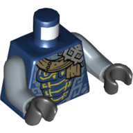 Torse armure, écaille de serpent bleu foncé poitrine, ceinture beige foncée, motif imprimé armure d'épaule, bras bleu sable, mains noires (Torso Armor, Dark Blue Snake Scale Chestplate, Dark Tan Sash, Shoulder Armor Print, Sand Blue Arms, Black Hands)