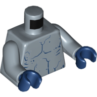 Muscles du torse contour et les fissures motif imprimé, bras bleu sable, mains bleu foncé (Torso Muscles Outline and Cracks Print, Sand Blue Arms, Dark Blue Hands)