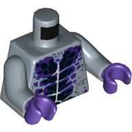 Visuel indicatif Rebrickable de Torse noir et violet foncé veines de roche motif imprimé, bras bleu sable, mains pourpre foncé (Torso Black and Dark Purple Rock Veins Print, Sand Blue Arms, Dark Purple Hands)