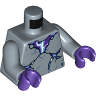 Torse violet foncé fissures motif imprimé, bras bleu sable, mains pourpre foncé (Torso Dark Purple Cracks Print, Sand Blue Arms, Dark Purple Hands)