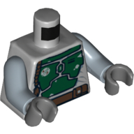 Plaques d'armure de torse motif imprimé vert foncé (Boba Fett), bras bleu sable, mains gris bleuté foncé (Torso Armor Plates Dark Green Print (Boba Fett), Sand Blue Arms, Dark Bluish Gray Hands)
