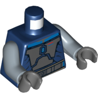 Visuel indicatif Rebrickable de Torse plaques d'armure motif imprimé gris bleuté foncé (pre vizsla), bras bleu sable, mains gris bleuté foncé (Torso Armor Plates Dark Bluish Gray Print (Pre Vizsla), Sand Blue Arms, Dark Bluish Gray Hands)