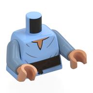 Torse, chemise, rides, ceinture marron foncé, motif imprimé corde, bras bleu sable, mains nougat (Torso, Shirt, Wrinkles, Dark Brown Belt, Rope Print, Sand Blue Arms, Nougat Hands)