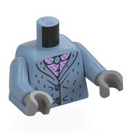 Visuel indicatif Rebrickable de Torse, manteau, boutons, fourrure bleu foncé, motif : chemise lavande, bras bleu sable, mains gris bleuté clair (Torso, Coat, Buttons, Dark Blue Fur, Lavender Shirt Print, Sand Blue Arms, Light Bluish Gray Hands)