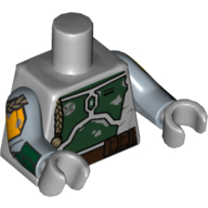Plaques d'armure de torse imprimé vert foncé (Boba Fett), bras bleu sable imprimé, mains gris bleuté clair (Torso Armor Plates Dark Green Print (Boba Fett), Sand Blue Arms Printed, Light Bluish Gray Hands)