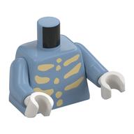 Torse, motif imprimé beige ribcage, bras bleu sable, mains blanches (Torso, Tan Ribcage Print, Sand Blue Arms, White Hands)