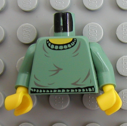Visuel indicatif Rebrickable de Pull col rond motif imprimé, bras vert sable, mains jaunes (Torso Crew Neck Sweater Print, Sand Green Arms, Yellow Hands)