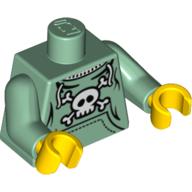 Visuel indicatif Rebrickable de Sweat à capuche torse avec poches et motif imprimé crâne et os croisés, bras vert sable, mains jaunes (Torso Hoodie with Pockets and Skull and Crossbones Print, Sand Green Arms, Yellow Hands)