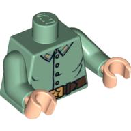 Visuel indicatif Rebrickable de Uniforme chemise torse avec quatre boutons et boucle d'or avec motif imprimé étoile, bras vert sable, mains nougat clair (Torso Shirt Uniform with Four Buttons and Gold Buckle with Star Print, Sand Green Arms, Light Nougat Hands)