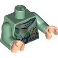 Visuel indicatif Rebrickable de Robe de torse, camouflage avec motif imprimé ceinture d'arme, bras vert sable, mains nougat clair (Torso Robe, Camouflage with Weapon Belt Print, Sand Green Arms, Light Nougat Hands)