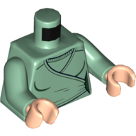 Visuel indicatif Rebrickable de Robe torse avec motif imprimé sous-chemise, bras vert sable, mains nougat clair (Torso Robe with Undershirt Print, Sand Green Arms, Light Nougat Hands)