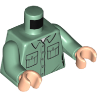 Chemise torse, deux poches motif imprimé, bras vert sable, mains nougat clair (Torso Shirt, Two Pockets Print, Sand Green Arms, Light Nougat Hands)