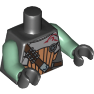 Armure de torse avec panneau de nougat moyen, bandoulière marron rougeâtre motif imprimé (embo), bras vert sable, mains noires (Torso Armor with Medium Nougat Panel, Reddish Brown Shoulder Strap Print (Embo), Sand Green Arms, Black Hands)