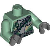 Visuel indicatif Rebrickable de Torse, chemise, camouflage, ceintures d'armes et de munitions imprimées, bras vert sable, mains gris bleuté foncé (Torso, Shirt, Camouflage, Weapon and Ammunition Belts Print, Sand Green Arms, Dark Bluish Gray Hands)