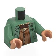 Torse, manteau ouvert, gilet nougat moyen, chemise beige, motif imprimé noeud papillon rouge foncé, bras vert sable, mains nougat (Torso, Open Coat, Medium Nougat Vest, Tan Shirt, Dark Red Bowtie Print, Sand Green Arms, Nougat Hands)