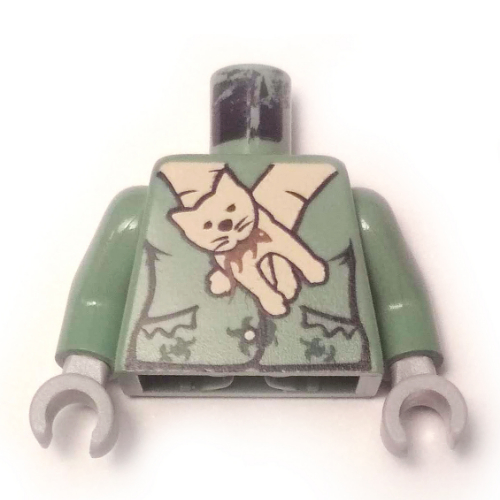 Torse, veste avec motif imprimé félin (professeur snape boggart), bras vert sable, mains gris bleuté clair (Torso, Jacket with Cat Scarf Print (Professor Snape Boggart), Sand Green Arms, Light Bluish Gray Hands)